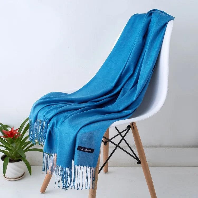 Women's Cashmere Knit Scarf with Twisted Fringe and Matte Finish - Image 14