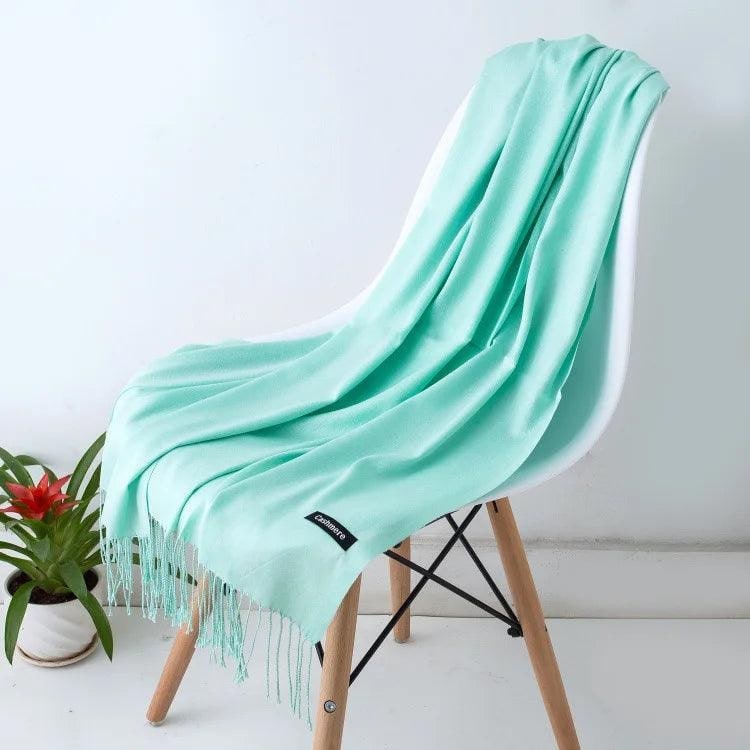 Women's Cashmere Knit Scarf with Twisted Fringe and Matte Finish - Image 15