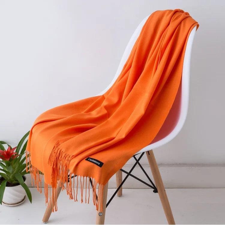 Women's Cashmere Knit Scarf with Twisted Fringe and Matte Finish - Image 17