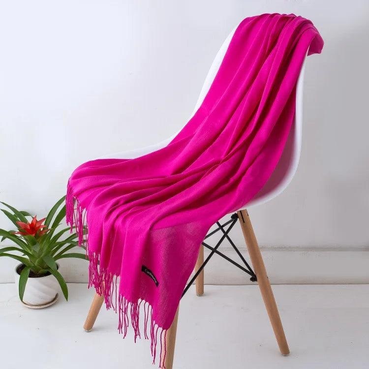 Women's Cashmere Knit Scarf with Twisted Fringe and Matte Finish - Image 19