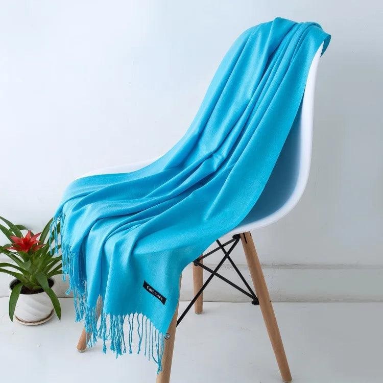 Women's Cashmere Knit Scarf with Twisted Fringe and Matte Finish - Image 20