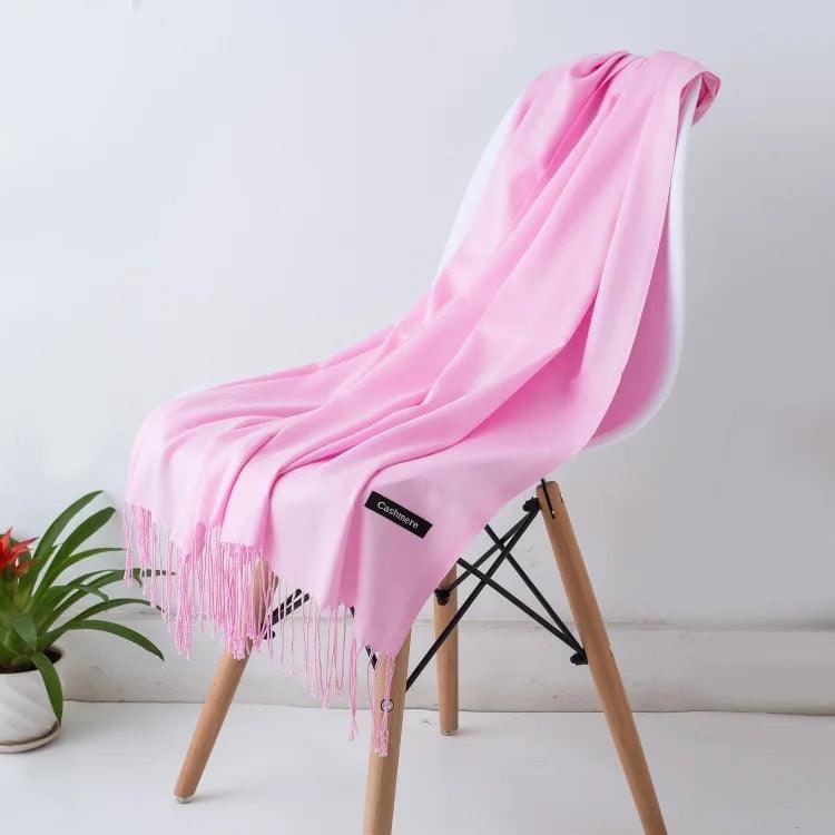Women's Cashmere Knit Scarf with Twisted Fringe and Matte Finish - Image 21