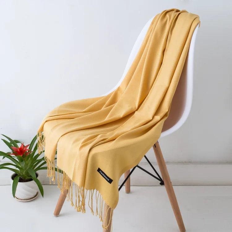 Women's Cashmere Knit Scarf with Twisted Fringe and Matte Finish - Image 22