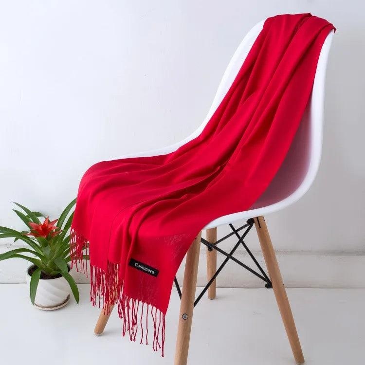 Women's Cashmere Knit Scarf with Twisted Fringe and Matte Finish - Image 23