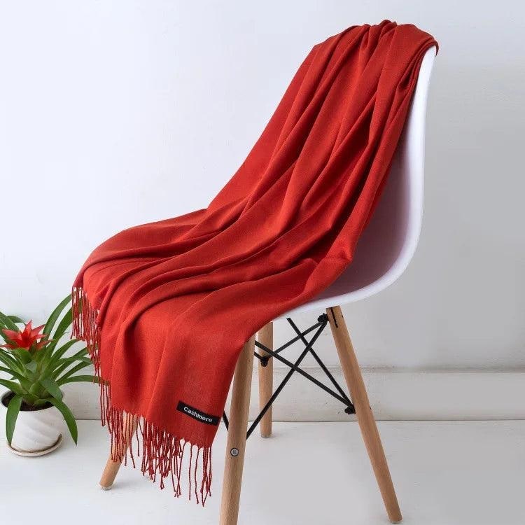 Women's Cashmere Knit Scarf with Twisted Fringe and Matte Finish - Image 24