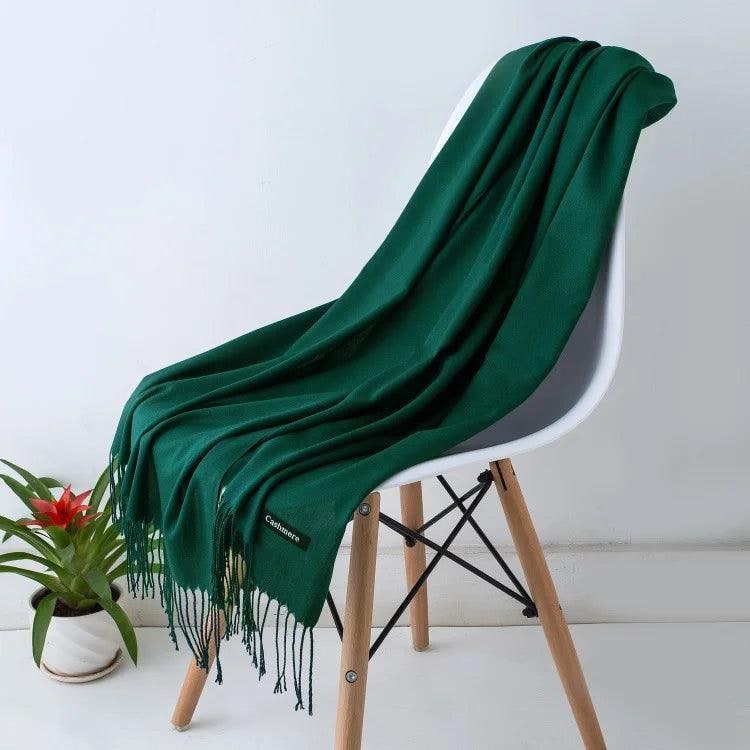 Women's Cashmere Knit Scarf with Twisted Fringe and Matte Finish - Image 25