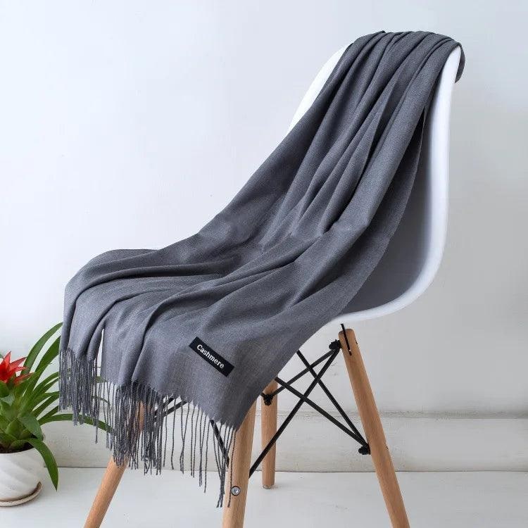 Women's Cashmere Knit Scarf with Twisted Fringe and Matte Finish - Image 26