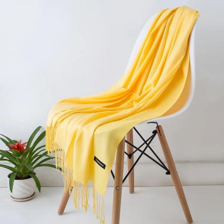 Women's Cashmere Knit Scarf with Twisted Fringe and Matte Finish - Image 27