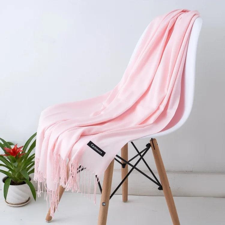Women's Cashmere Knit Scarf with Twisted Fringe and Matte Finish - Image 28