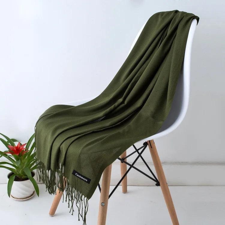 Women's Cashmere Knit Scarf with Twisted Fringe and Matte Finish - Image 29