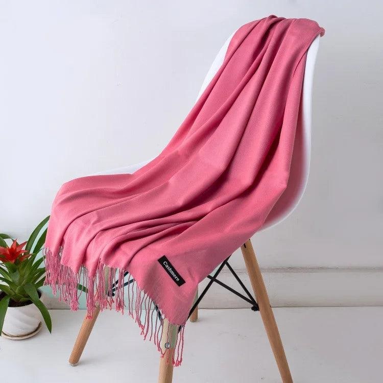 Women's Cashmere Knit Scarf with Twisted Fringe and Matte Finish - Image 31