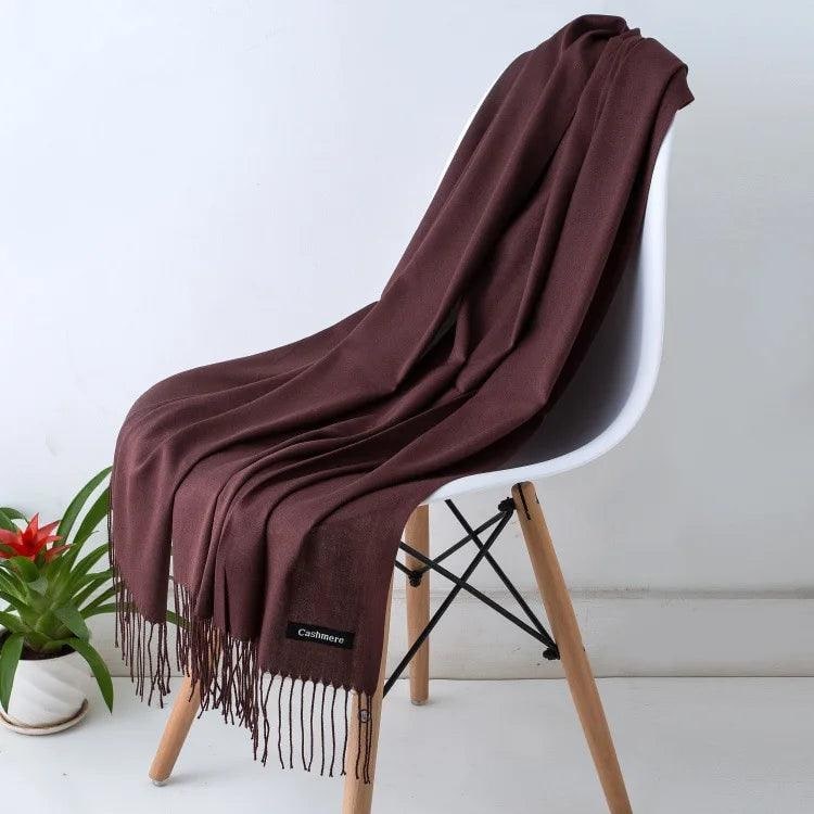 Women's Cashmere Knit Scarf with Twisted Fringe and Matte Finish - Image 32