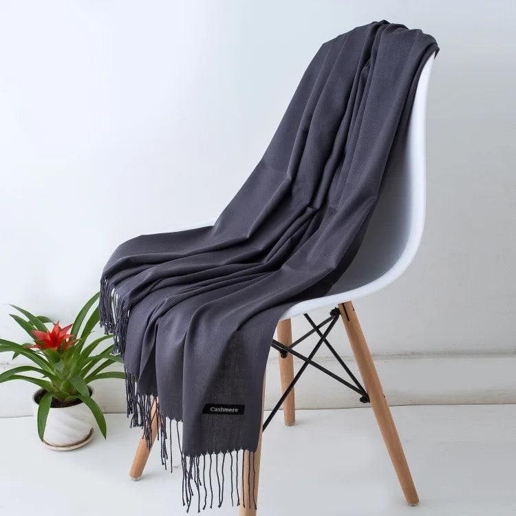 Women's Cashmere Knit Scarf with Twisted Fringe and Matte Finish - Image 33