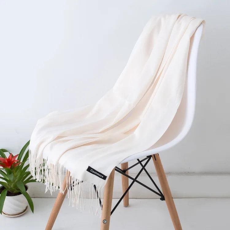 Women's Cashmere Knit Scarf with Twisted Fringe and Matte Finish - Image 34