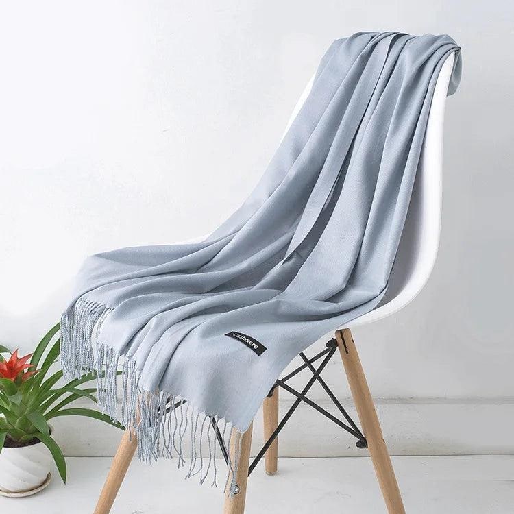 Women's Cashmere Knit Scarf with Twisted Fringe and Matte Finish - Image 37