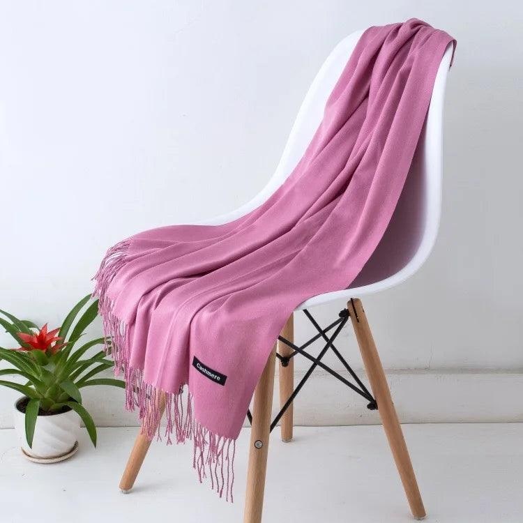 Women's Cashmere Knit Scarf with Twisted Fringe and Matte Finish - Image 5