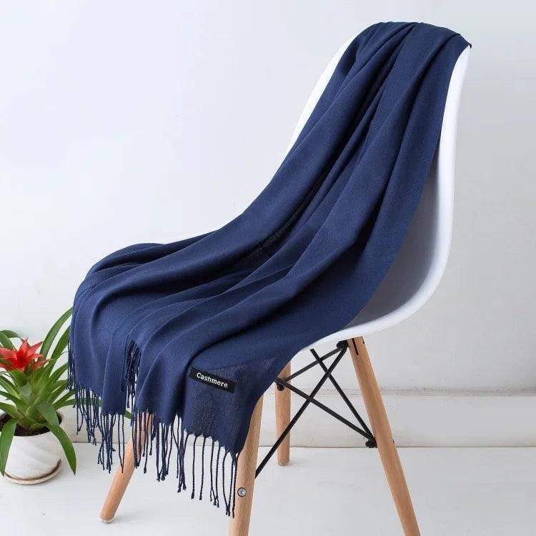 Women's Cashmere Knit Scarf with Twisted Fringe and Matte Finish - Image 7