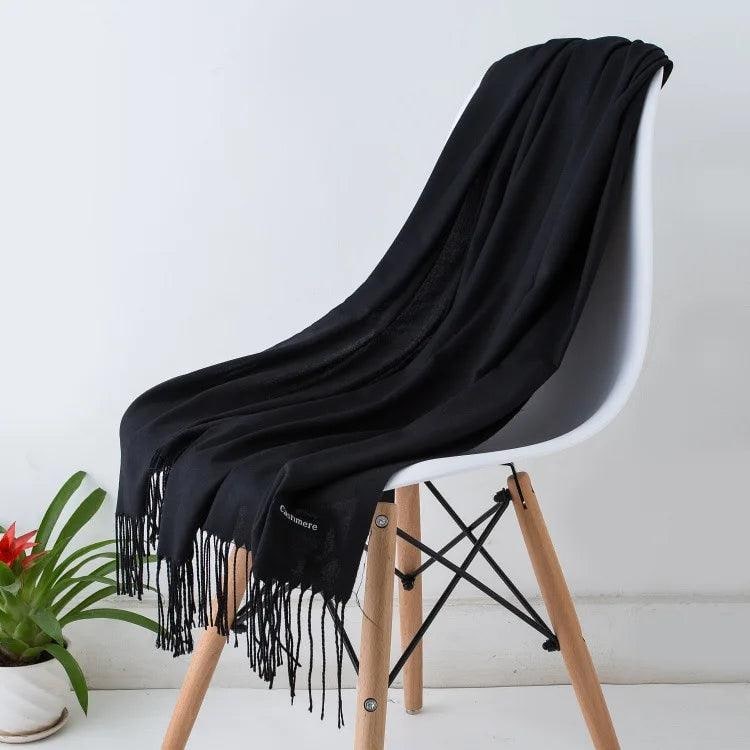 Women's Cashmere Knit Scarf with Twisted Fringe and Matte Finish - Image 9