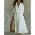 Women's Embroidered Maxi Dress with Ruffled Collar and Floral Details - Image 1