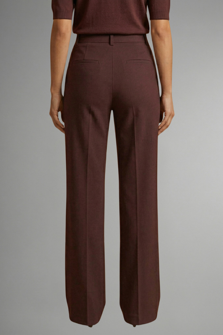 Women's High-Waisted Wide Leg Trousers with Tailored Fit and Button Closure - Image 4