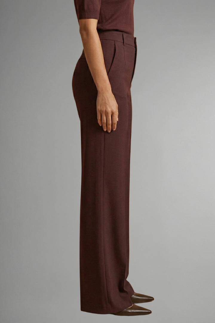 Women's High-Waisted Wide Leg Trousers with Tailored Fit and Button Closure - Image 5