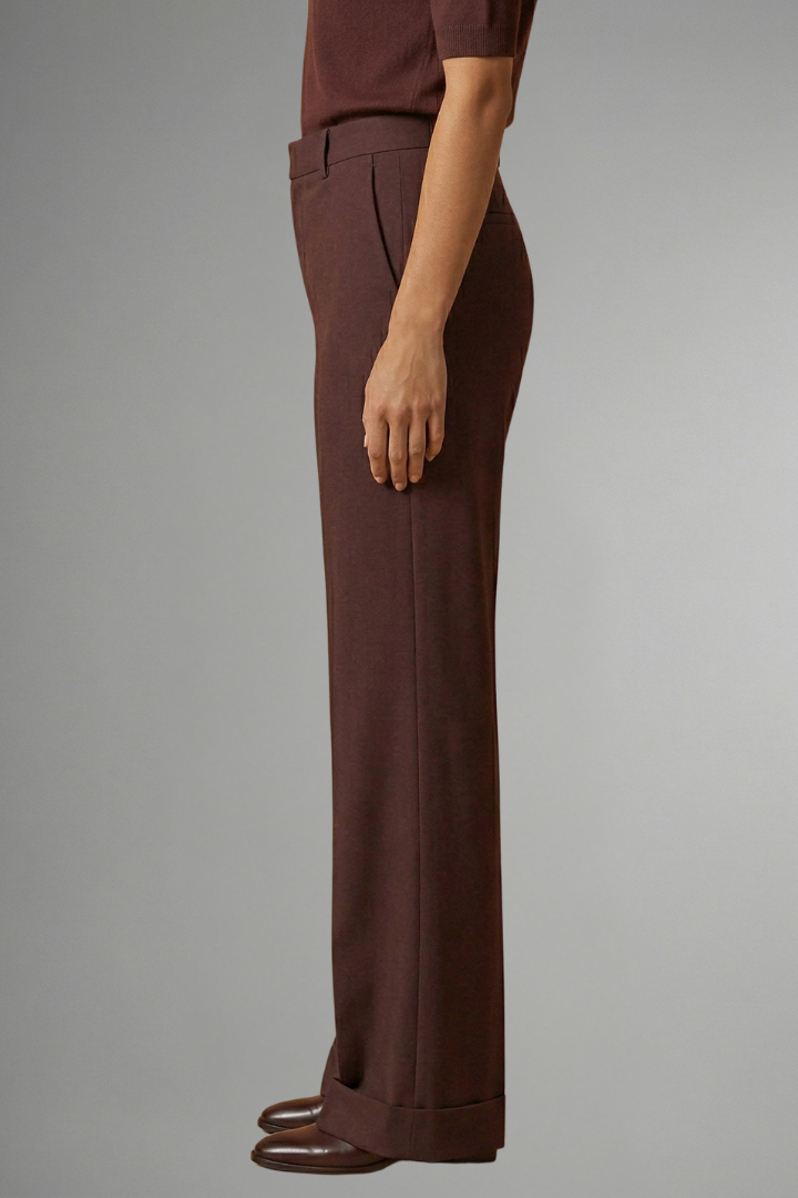 Women's High-Waisted Wide Leg Trousers with Tailored Fit and Button Closure - Image 6