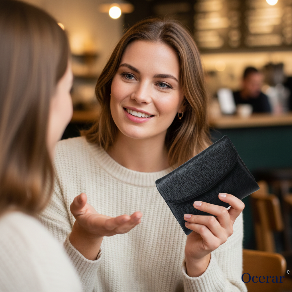 Women's Leather Wallet with Dual Zip Pockets Pebbled Trifold Design and Card Slots - Image 2