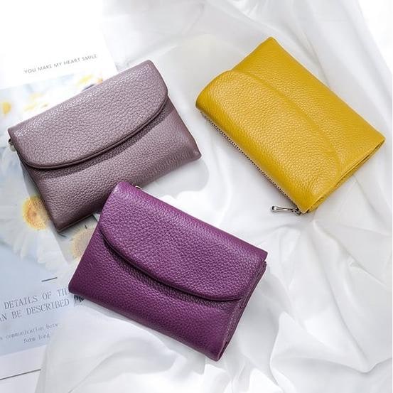 Women's Leather Wallet with Dual Zip Pockets Pebbled Trifold Design and Card Slots - Image 24