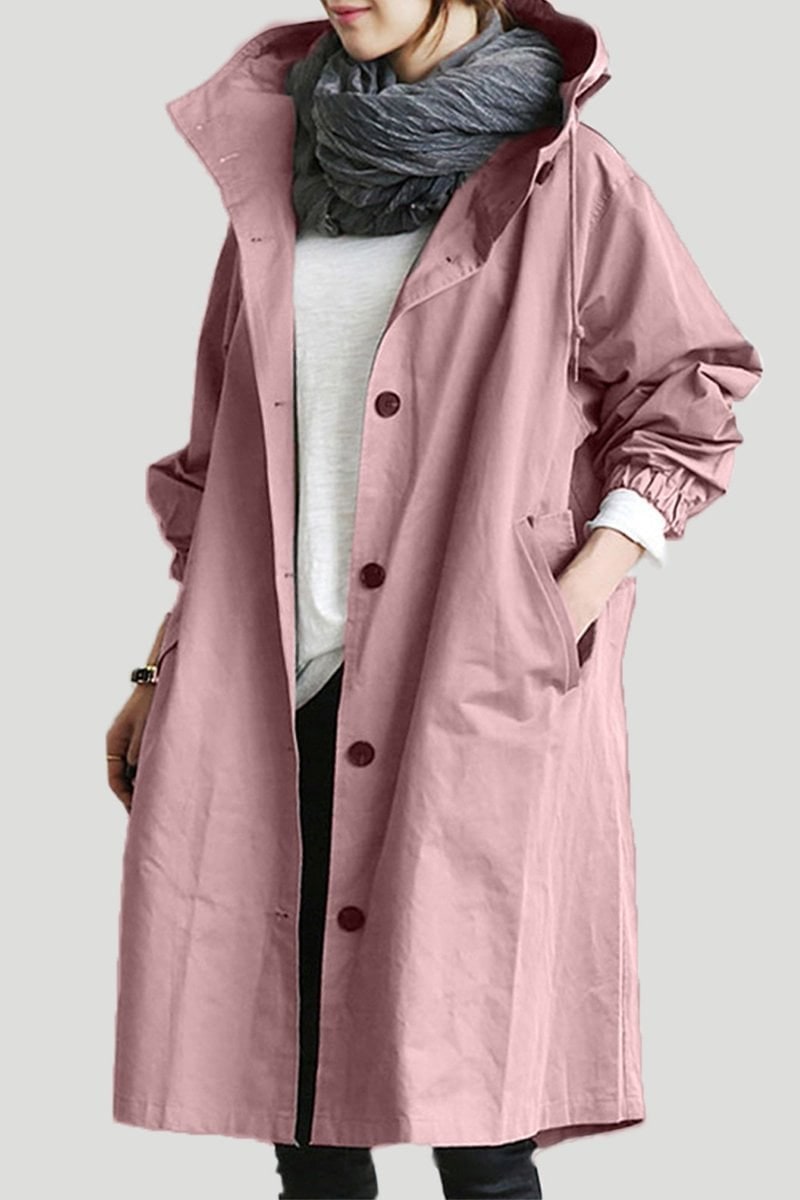 Women's Lightweight Trench Coat with Hood and Drawstring Waist - Image 6