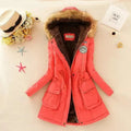 Women's Parka Jacket with Fleece Lining Faux Fur Hood and Drawstring Waist - Image 1