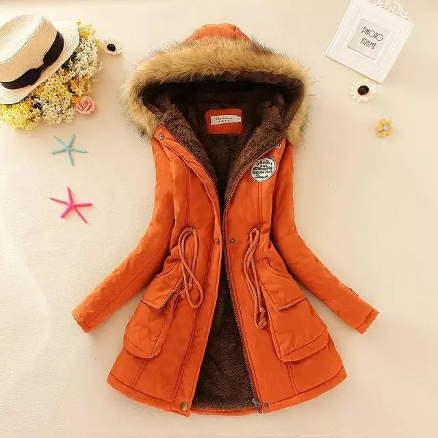 Women's Parka Jacket with Fleece Lining Faux Fur Hood and Drawstring Waist - Image 14