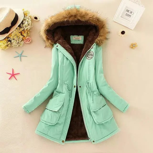 Women's Parka Jacket with Fleece Lining Faux Fur Hood and Drawstring Waist - Image 16