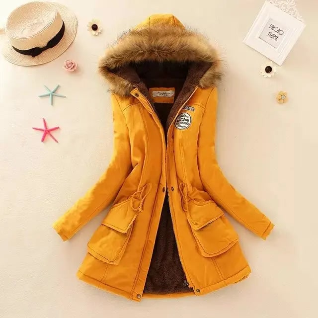 Women's Parka Jacket with Fleece Lining Faux Fur Hood and Drawstring Waist - Image 17