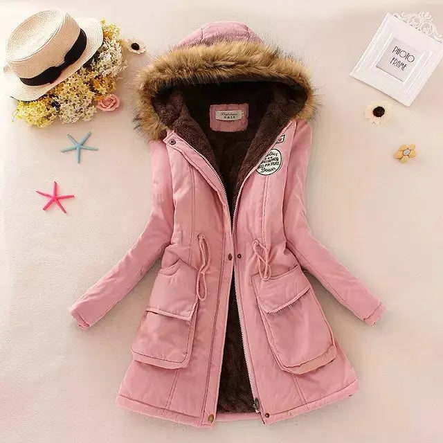 Women's Parka Jacket with Fleece Lining Faux Fur Hood and Drawstring Waist - Image 4