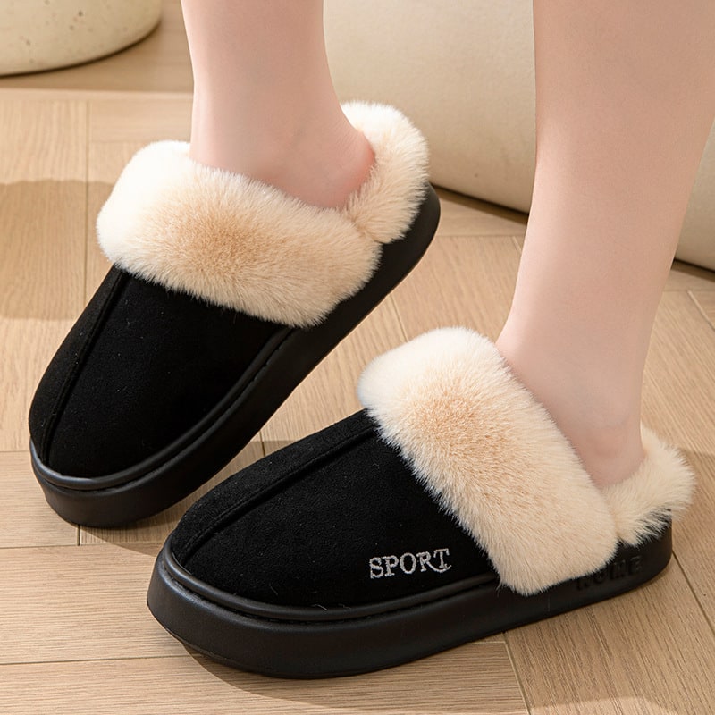 Women's Platform Slippers with Faux Suede Fur Lining and Thick Eva Sole - Image 1
