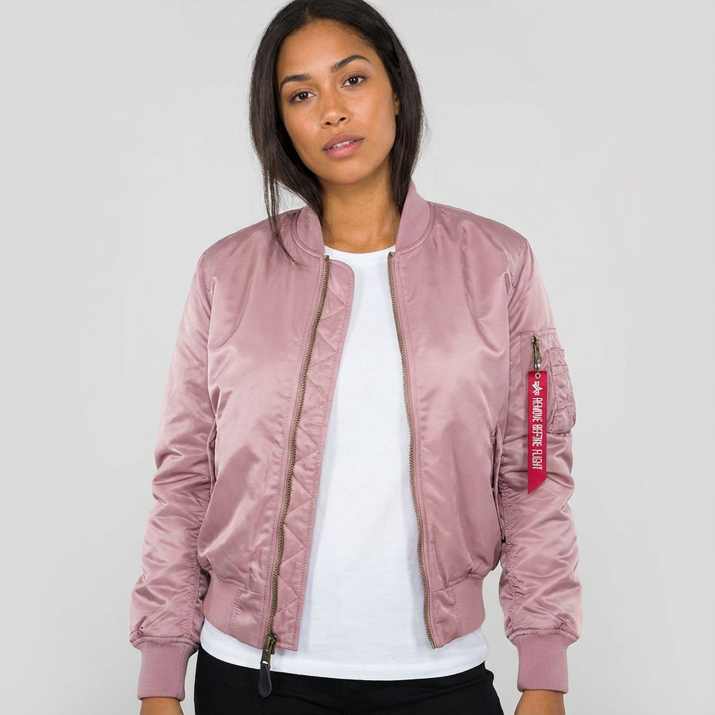 Women's Satin Bomber Jacket with Utility Pockets and Ribbed Knit Details - Image 10