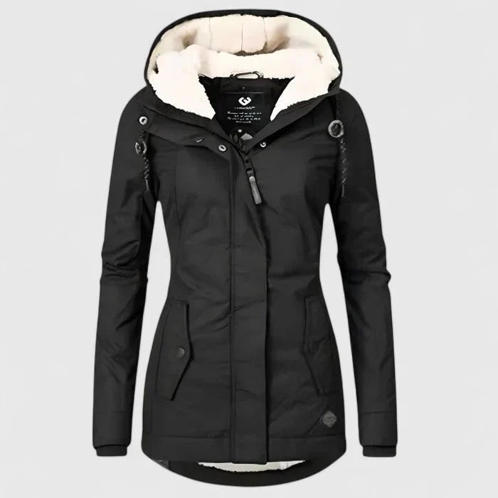 Women's Winter Jacket with Sherpa Fleece Lining Waterproof Hood and Fitted Waist - Image 1
