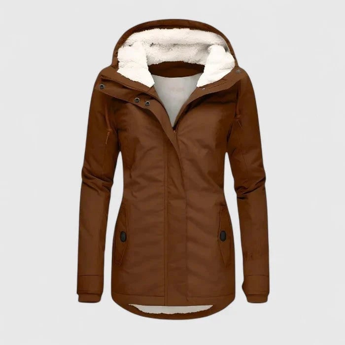 Women's Winter Jacket with Sherpa Fleece Lining Waterproof Hood and Fitted Waist - Image 3