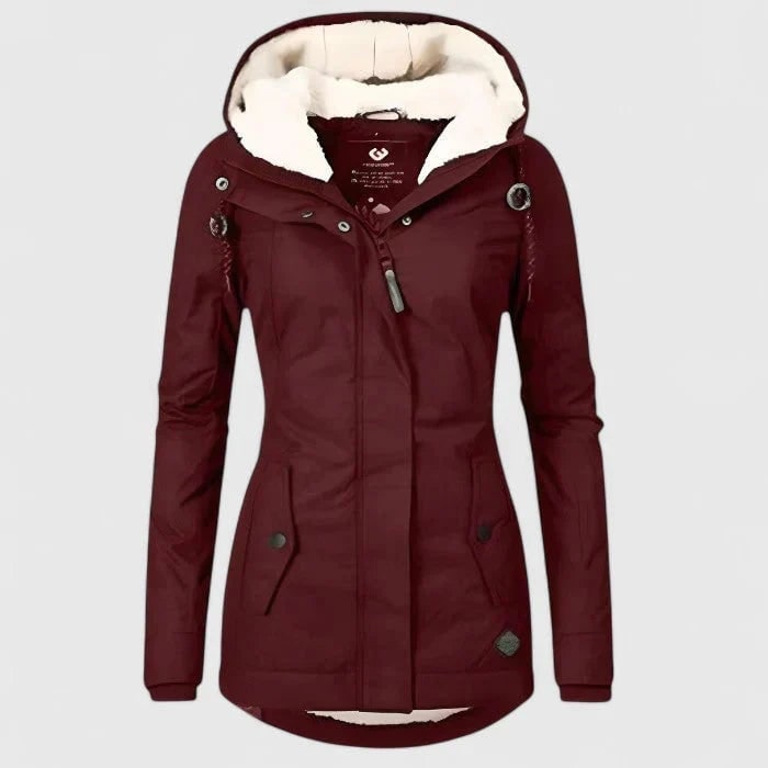 Women's Winter Jacket with Sherpa Fleece Lining Waterproof Hood and Fitted Waist - Image 4