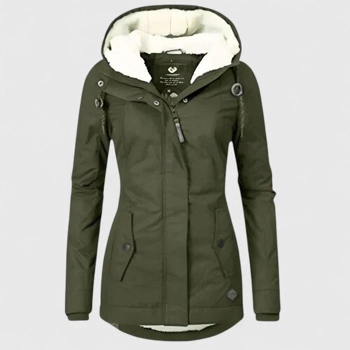 Women's Winter Jacket with Sherpa Fleece Lining Waterproof Hood and Fitted Waist - Image 5