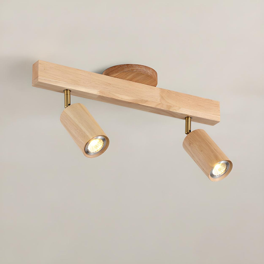 Verstellbare Holz-Deckenleuchte mit Schienenspot