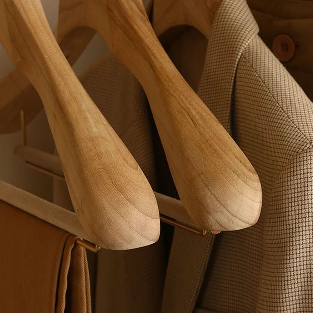Wooden Clothes Hangers with Bar and Adjustable Clips for Suits and Coats - Image 4