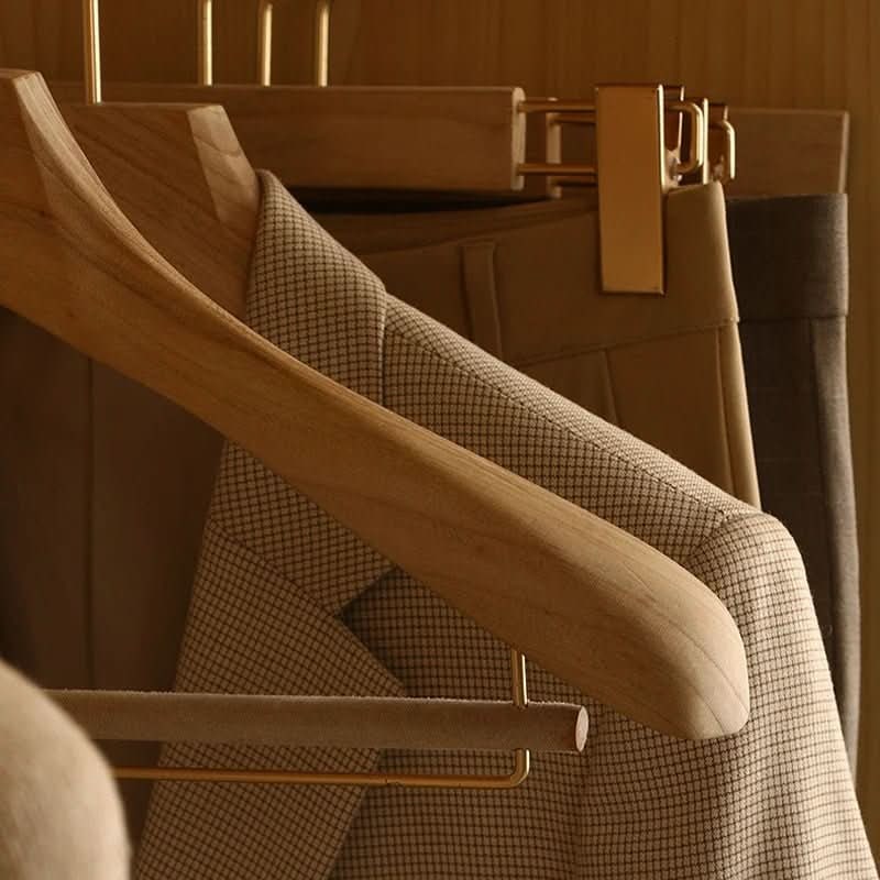 Wooden Clothes Hangers with Bar and Adjustable Clips for Suits and Coats - Image 7