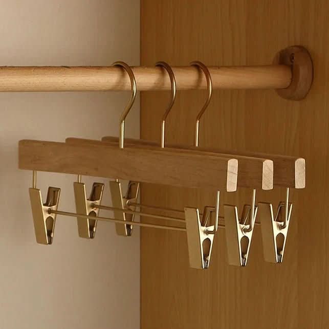 Wooden Clothes Hangers with Bar and Adjustable Clips for Suits and Coats - Image 9