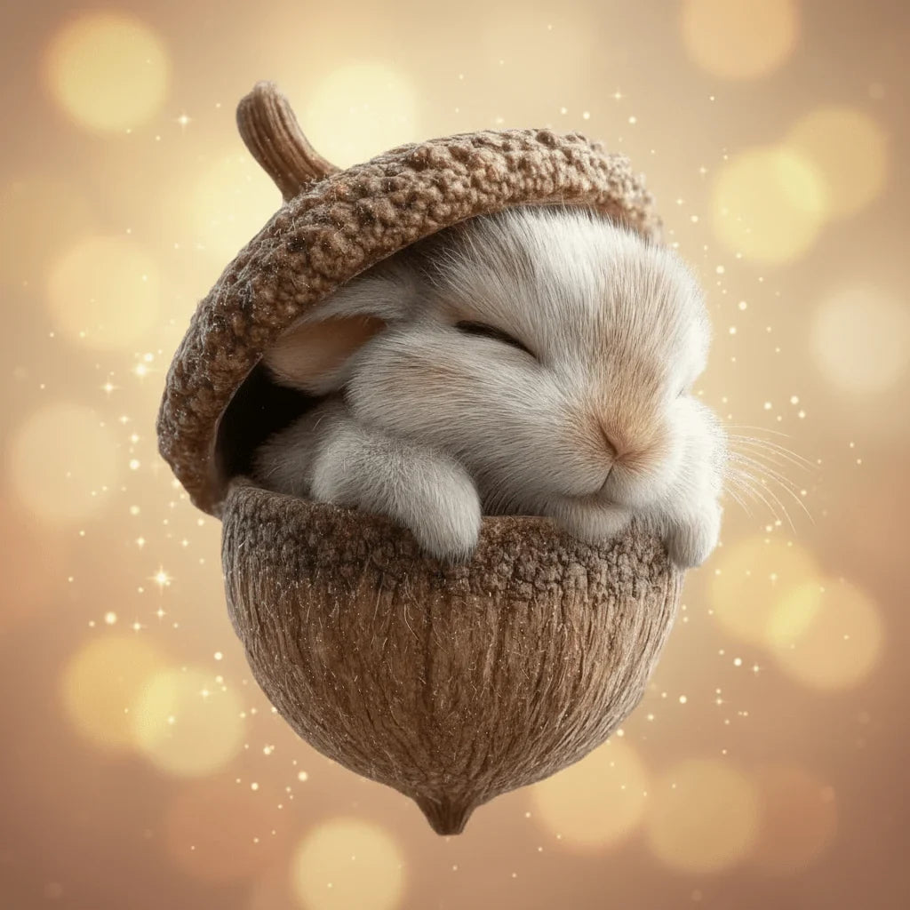 Woodland Christmas Ornaments Handmade Acorn Design with Sleeping Forest Animals - Image 1