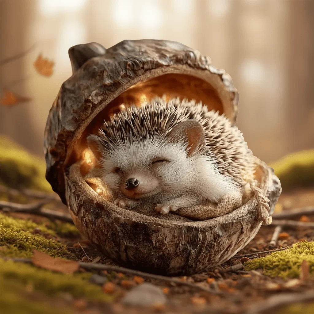 Woodland Christmas Ornaments Handmade Acorn Design with Sleeping Forest Animals - Image 5