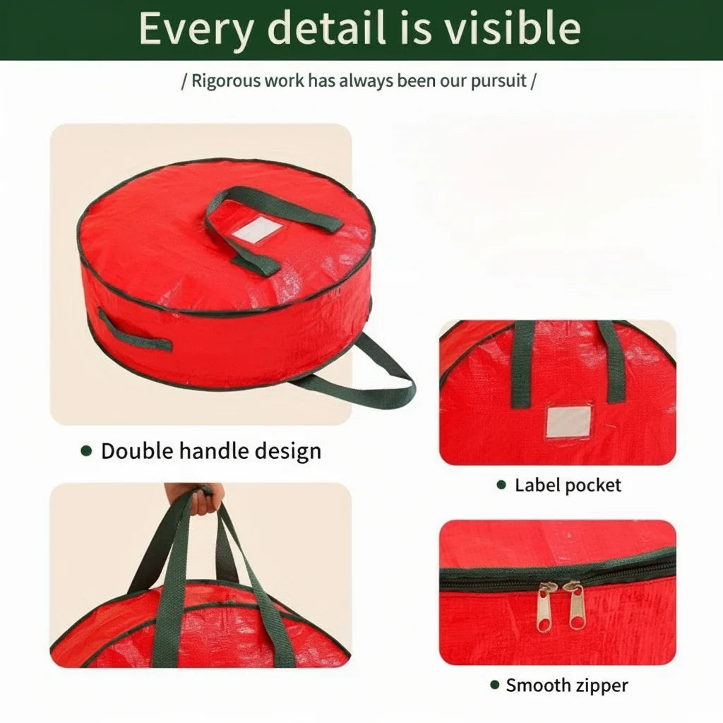Xmas Tree Storage Bag with Dual Zipper Handles and Water-Resistant Fabric for Wreaths - Image 6