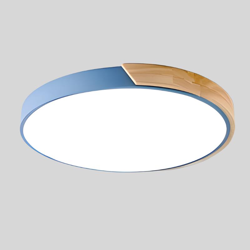 Lámpara de techo LED moderna de madera de montaje al ras