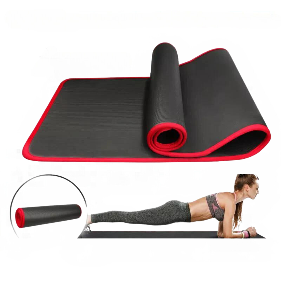 Yoga Mat with 10mm Thick Foam Cushioning Non-Slip Surface and Fabric-Bound Edges - Image 1
