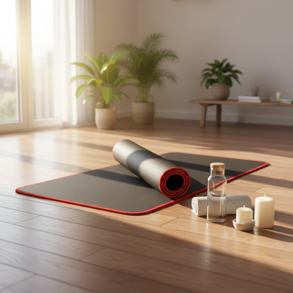 Yoga Mat with 10mm Thick Foam Cushioning Non-Slip Surface and Fabric-Bound Edges - Image 2